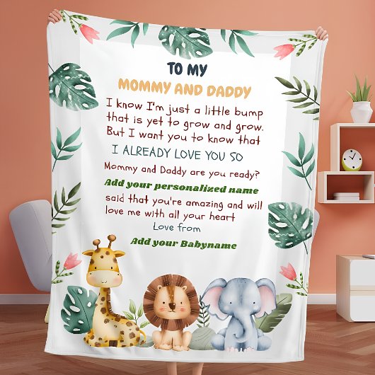Personalisierte Safari Baby Blankets mit Nachricht Fleecedecke