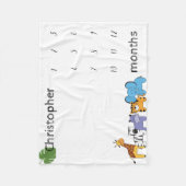 Personalisierte Safari Baby-Meilenstein-Monate Fleecedecke (Vorderseite)