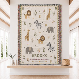 Personalisierte Safari-Baby-Webdecke Decke