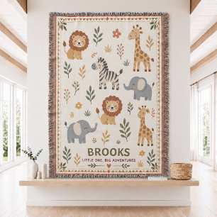 Personalisierte Safari-Baby-Webdecke Decke