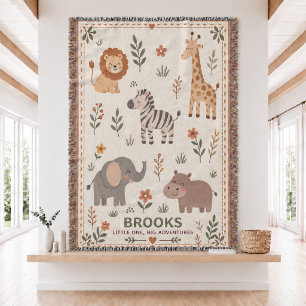 Personalisierte Safari-Baby-Webdecke Decke