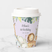 Personalisierte Safari-Dschungeltiere 1. Pappbecher (Rückseite)