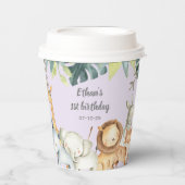 Personalisierte Safari-Dschungeltiere 1. Pappbecher (Vorderseite)