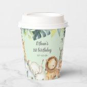 Personalisierte Safari-Dschungeltiere Pappbecher (Vorderseite)