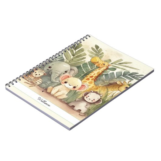 Personalisierte Safari-Jungle-Tiere Notizblock (Linke Seite)