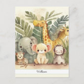 Personalisierte Safari-Jungle-Tiere Postkarte (Vorderseite)