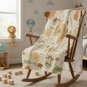 Personalisierte Safari-Karte für Kinder ID1269 Fleecedecke