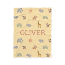 Personalisierte Safari-Tier-Babydecke mit Namen