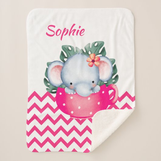 Personalisierte Safari-Tiere in einem Cup-Baby-Bla Sherpadecke (Vorderseite)