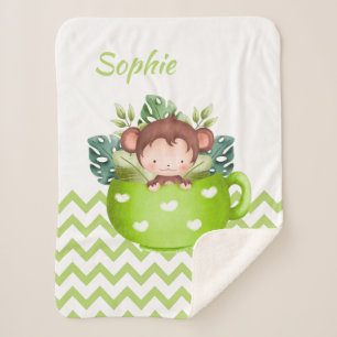 Personalisierte Safari-Tiere in einem Cup-Baby-Bla Sherpadecke