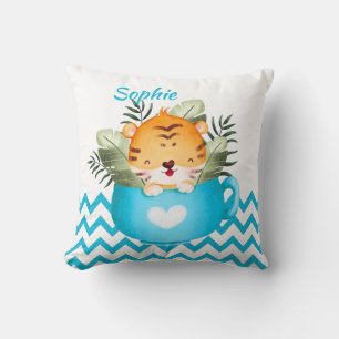 Personalisierte Safari-Tiere in einem Cup Baby Bur Kissen