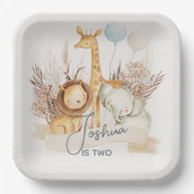 Personalisierte Safari-Tiere Papier-Teller