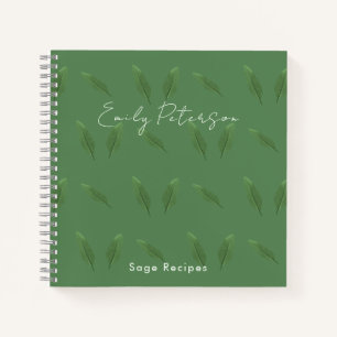 Personalisierte Sage Green Blätter Muster Cook Rez Notizblock