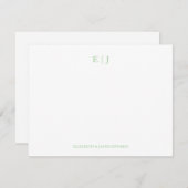 Personalisierte Sage Green Monogram Couple Initial Mitteilungskarte (Vorne/Hinten)