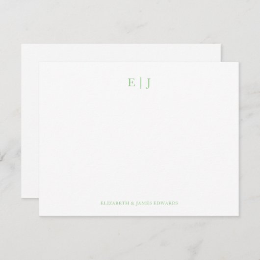 Personalisierte Sage Green Monogram Couple Initial Mitteilungskarte (Vorne/Hinten)