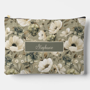 Personalisierte Sage Green und Creme Zubehörtasche