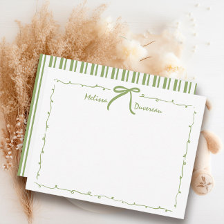 Personalisierte Sage Preppy Doodle-Schleife Tween/ Mitteilungskarte