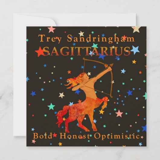 Personalisierte Sagittarius Zodiac-Flachkarte (Vorderseite)