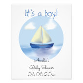 Personalisierte Sailboat Boys Kinderdusche Fotodruck (Vorne)