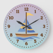 Personalisierte Sailboat Wall Uhr für Kinderzimmer (Vorderseite)