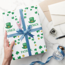Personalisierte Saint Patricks Leprechaun Clover Geschenkpapier