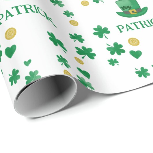 Personalisierte Saint Patricks Leprechaun Clover Geschenkpapier (Rolleneckpunkt)