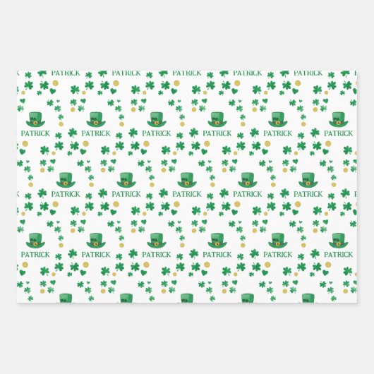 Personalisierte Saint Patricks Leprechaun Clover Geschenkpapier Set (Vorderseite 2)