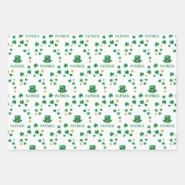Personalisierte Saint Patricks Leprechaun Clover Geschenkpapier Set
