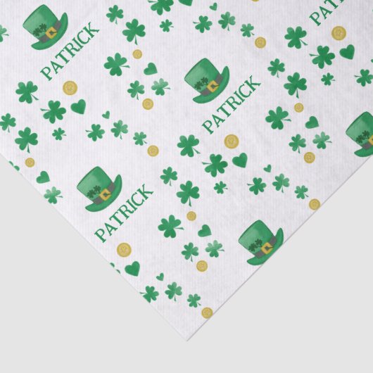 Personalisierte Saint Patricks Leprechaun Clover Seidenpapier (Detail)