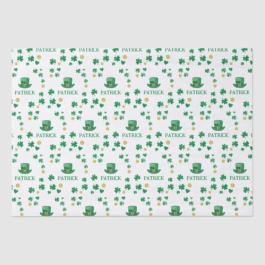 Personalisierte Saint Patricks Leprechaun Clover Seidenpapier (Vorderseite)