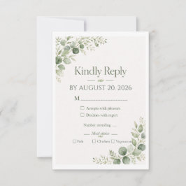Personalisierte Salbei-Eukalyptus-RSVP-Karte RSVP Karte