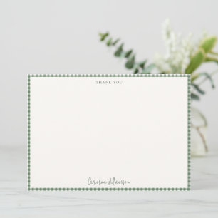 Personalisierte Salbei-Gingham-Karo-Brautabschieds Dankeskarte