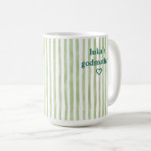 Personalisierte Salbeigrün gestreifte Patentante Kaffeetasse (VorderseiteRechts)