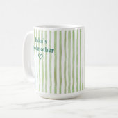 Personalisierte Salbeigrün gestreifte Patentante Kaffeetasse (Vorderseite Links)