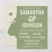 Personalisierte Salbeigrüne Hochzeit Einladung (Vorne/Hinten)