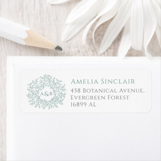 Personalisierte salbeigrüne Hochzeit-Rücksendeadre (Insitu)