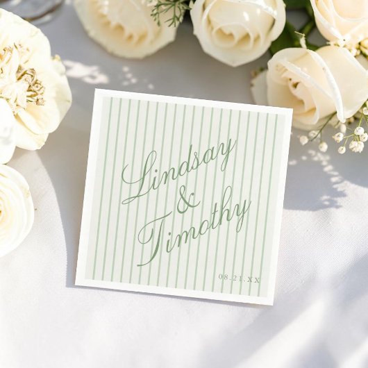 Personalisierte Salbeigrüne Hochzeitsservietten Serviette