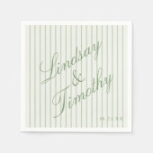 Personalisierte Salbeigrüne Hochzeitsservietten Serviette (Vorderseite)