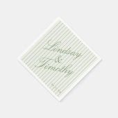 Personalisierte Salbeigrüne Hochzeitsservietten Serviette (Ecke)