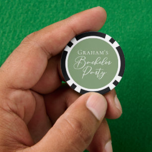 Personalisierte Salbeigrüne Junggesellenparty Pokerchips