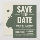 Personalisierte Salbeigrüne Moderne Hochzeit Save The Date (Vorne/Hinten)