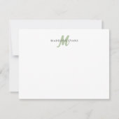 Personalisierte Salbeigrüne Monogramm-Name Mitteilungskarte (Vorderseite)