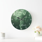 Personalisierte Salbeigrüne Rauchuhr Große Wanduhr (Zuhause)
