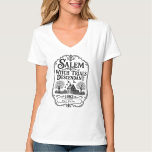 Personalisierte Salem Hexenprozesse Nachkomme 1692 T-Shirt