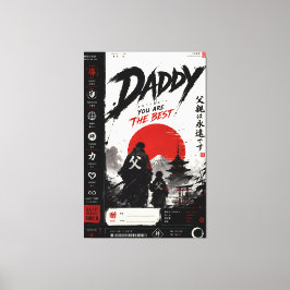 Personalisierte Samurai-Vater-Leinwand-Wandkunst Leinwanddruck