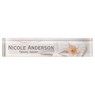 Personalisierte Sandy Beach Meeresschnecken Hibisk Namensplakette