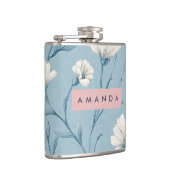 Personalisierte sanfte blaue Wildblume im botanisc Flachmann (Rechts)