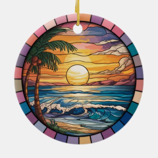 Personalisierte Sanibel Island Ornament, Florida Keramik Ornament (Hinten)