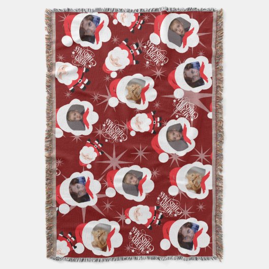 Personalisierte Santa Foto Collage Throw Blanket Decke (Vorderseite Vertikal)