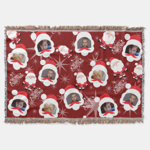 Personalisierte Santa Foto Collage Throw Blanket Decke